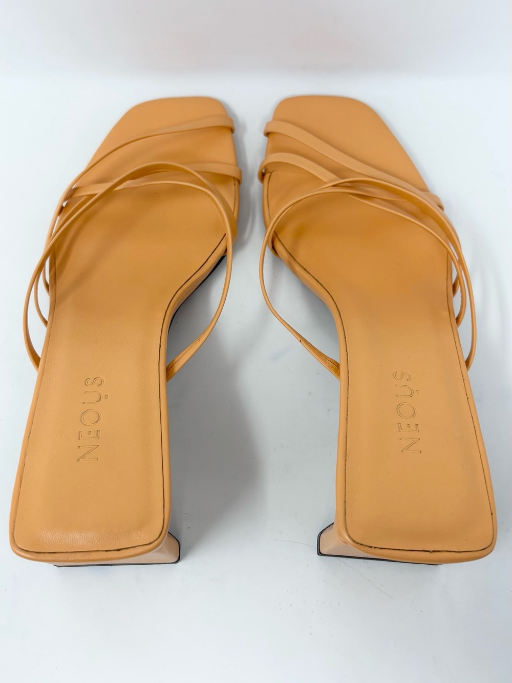 NEOUS Mannia Slide Crisscross Sandals Beige Sherbet Orange Leather Size 37 7 New - Picture 8 of 15